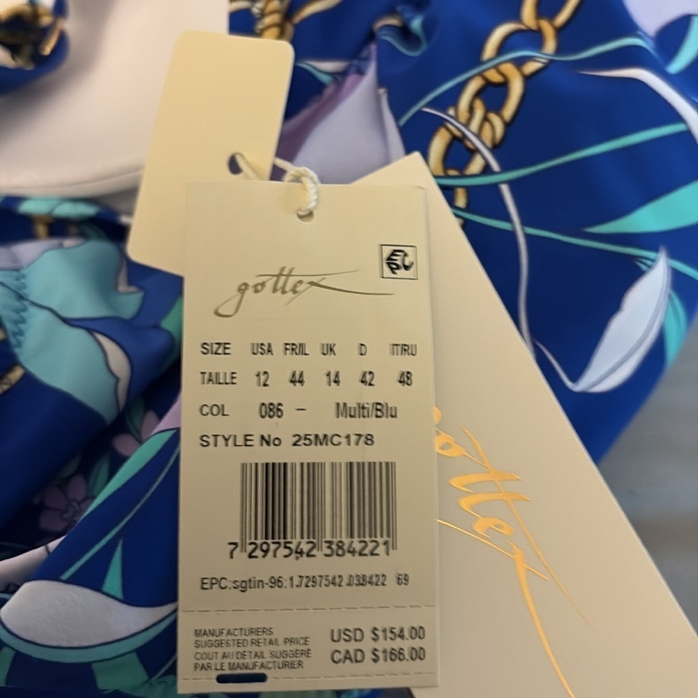 Gottex Blue and Purple One Piece Swimsuit with Wrap Front. MSRP $ 154 on AZ - Picture 9 of 9